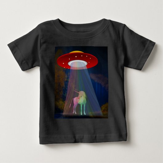 Einhorn unter UFO-Regenbogenbeam am Night, ZKoA Baby T-shirt (Vorderseite)