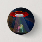 Einhorn unter UFO-Regenbogenbeam am Night, ZKoA Button (Vorderseite)