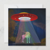 Einhorn unter UFO-Regenbogenbeam am Night, ZKoA Einladung (Vorderseite)