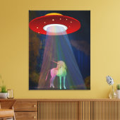 Einhorn unter UFO-Regenbogenbeam am Night, ZKoA Leinwanddruck (Insitu (Wohnzimmer))