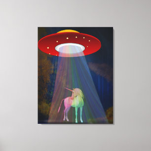Einhorn unter UFO-Regenbogenbeam am Night, ZKoA Leinwanddruck