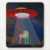 Einhorn unter UFO-Regenbogenbeam am Night, ZKoA Mousepad (Vorne)