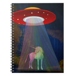 Einhorn unter UFO-Regenbogenbeam am Night, ZKoA Notizblock