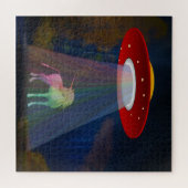 Einhorn unter UFO-Regenbogenbeam am Night, ZKoA Puzzle (Horizontal)