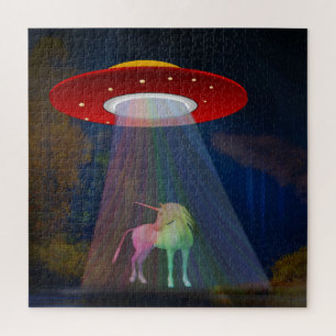 Einhorn unter UFO-Regenbogenbeam am Night, ZKoA Puzzle