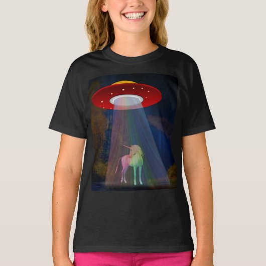 Einhorn unter UFO-Regenbogenbeam am Night, ZKoA T-Shirt (Vorderseite)