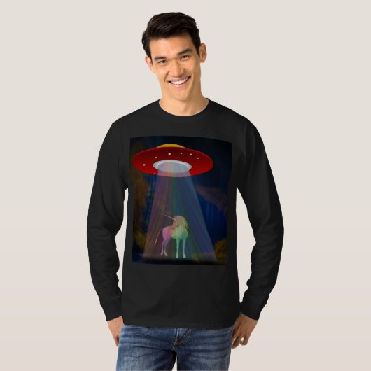 Einhorn unter UFO-Regenbogenbeam am Night, ZKoA T-Shirt (Vorne ganz)