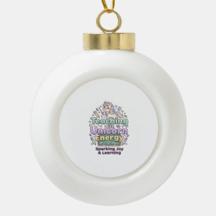 Einhorn-Unterricht mit Einhorn-Energie Fettgedruck Keramik Kugel-Ornament
