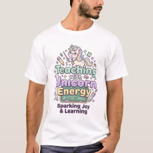 Einhorn-Unterricht mit Einhorn-Energie Fettgedruck T-Shirt
