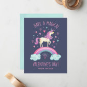 Einhorn-Valentinstag-Grußkarte Mitteilungskarte (Vorderseite/Rückseite Beispiel)