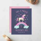 Einhorn-Valentinstag-Grußkarte Mitteilungskarte (Vorderseite/Rückseite Beispiel)