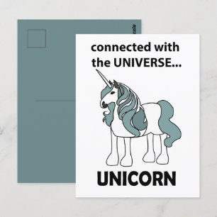 Einhorn, verbunden mit dem Universum Einhorn Postkarte