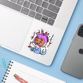 Einhorn-Verklebe-Sticker Aufkleber (Laptop mit iPhone)