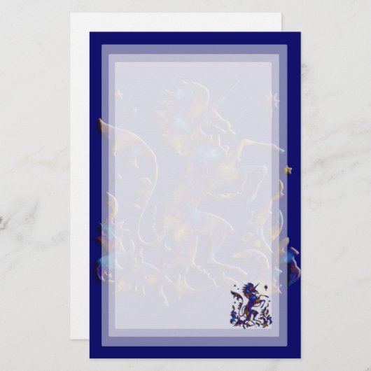 Einhorn-Verkünder: Blau und Gold Briefpapier (Vorne/Hinten)