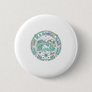 Einhorn verloren an einem magischen Ort Lustiger D Button