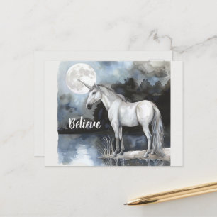 Einhorn Vollmond Glauben Postkarte