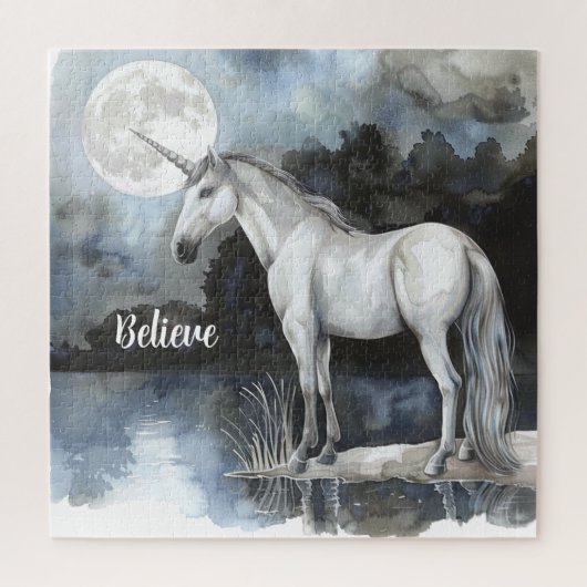 Einhorn Vollmond Glauben Puzzle (Vertikal)