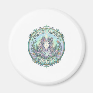 Einhorn-Wald-Magie-Gesellschaft Grafikdesign Weiß  Magnet