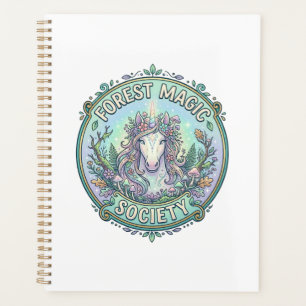 Einhorn-Wald-Magie-Gesellschaft Grafikdesign Weiß Planer
