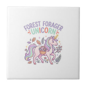 Einhorn-Wald-Sammler-Einhorn-Grafikdesign Weiß Fliese