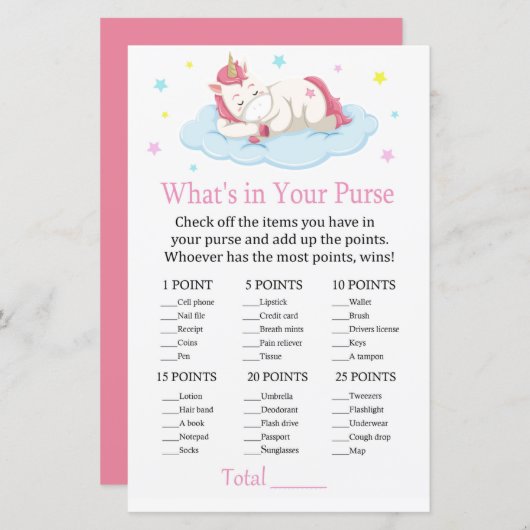 Einhorn Was ist in Ihrem Geldbörsenspiel? (Vorne/Hinten)