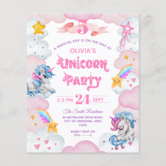 Einhorn Wasserfarbe Kind Einladung zum Geburtstag