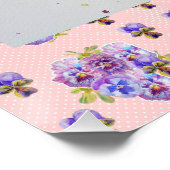 Einhorn-Wasserfarbe-Rosa-Blumen-Mädchen-Name-Decke Poster (Ecke)