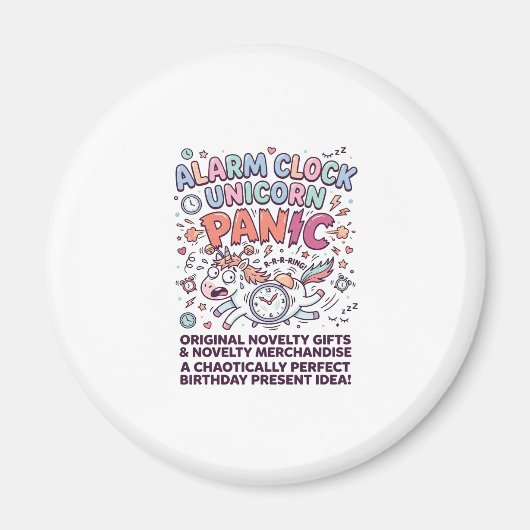 Einhorn Wecker Einhorn Panik Fett Typography  Magnet (Vorne)
