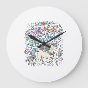 Einhorn Weiches Herz Scharfe Hörner Weißer Hinterg Große Wanduhr