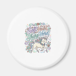 Einhorn Weiches Herz Scharfe Hörner Weißer Hinterg Magnet
