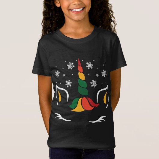 Einhorn Weihnachten Niedliche Schneeflocke Magisch T-Shirt (Vorderseite)