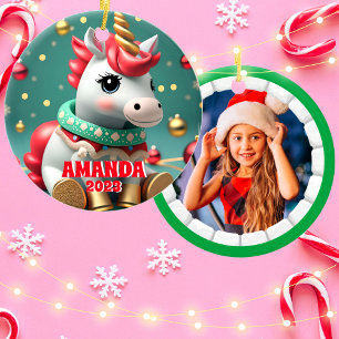 Einhorn Weihnachten Personalisiert Kids Foto Keramik Ornament