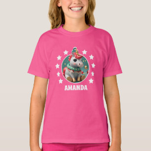 Einhorn Weihnachten Personalisiert Kids Pink T-Shirt