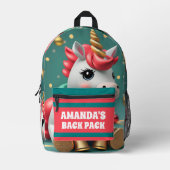 Einhorn Weihnachten Personalisierte Kinder Bedruckter Rucksack (Vorderseite)