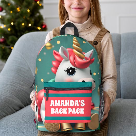 Einhorn Weihnachten Personalisierte Kinder Bedruckter Rucksack