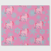 Einhorn Weihnachten Pink Niedliche Whimsical Schne Geschenkpapier (Flach)