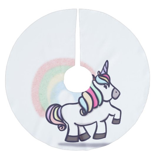 Einhorn-Weihnachten Polyester Weihnachtsbaumdecke (Vorderseite)