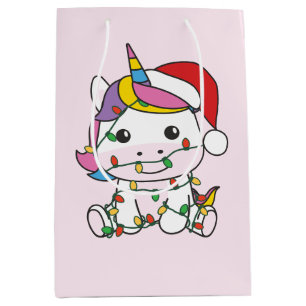 Einhorn Weihnachts Winter Tiere Feiertag Unicorns Mittlere Geschenktüte