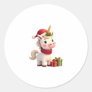 Einhorn-Weihnachtsdekoration Santa Einhorn Weihnac Runder Aufkleber
