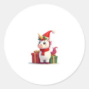 Einhorn-Weihnachtsdekoration Santa Einhorn Weihnac Runder Aufkleber