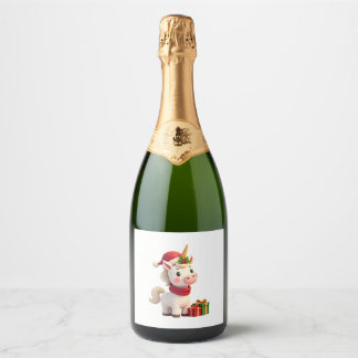 Einhorn-Weihnachtsdekoration Santa Einhorn Weihnac Schaumweinetikett