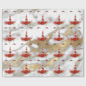 Einhorn Weihnachtsfeiertage Marble Rote Rose Gold Geschenkpapier (Flach)
