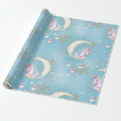 Einhorn-Weihnachtsmond Geschenkpapier (Ungerollt)