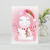 Einhorn Weihnachtssaison Feiertagskarte (Stehend Vorderseite)
