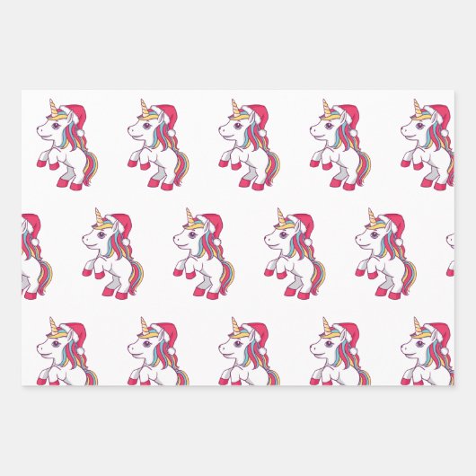 Einhorn Weihnachtswrapping Paper, Unicorn Geschenkpapier Set (Vorderseite)