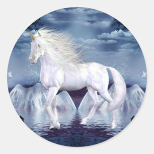 Einhorn-weißer Schönheits-Aufkleber Runder Aufkleber