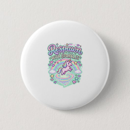 Einhorn-Wiederbelebung mit Glitzer Premium-Vektor- Button (Vorderseite)