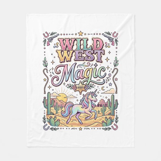 Einhorn Wild West Magie Original Fleecedecke (Vorderseite)