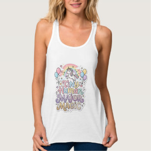 Einhorn Winzig Mensch Hauptmagie Premium Vektor Ve Tank Top