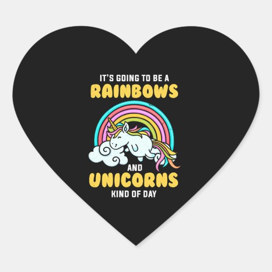 Einhorn wird ein Regenbogen und ein Einhorn Herz-Aufkleber (Vorderseite)